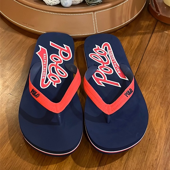 Polo Ralph Lauren Whitlebury Script flip flops thongs sandals shoes Mens Size 15 - Picture 6 of 14